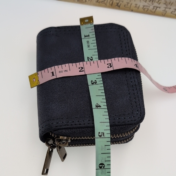 Universal Thread Navy Blue Faux Leather Compact Double Zipper Wallet - Picture 2 of 4